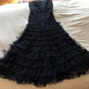 TADASHI SHOJI - NAVY BLUE STRAPLESS GOWN SIZE: 10